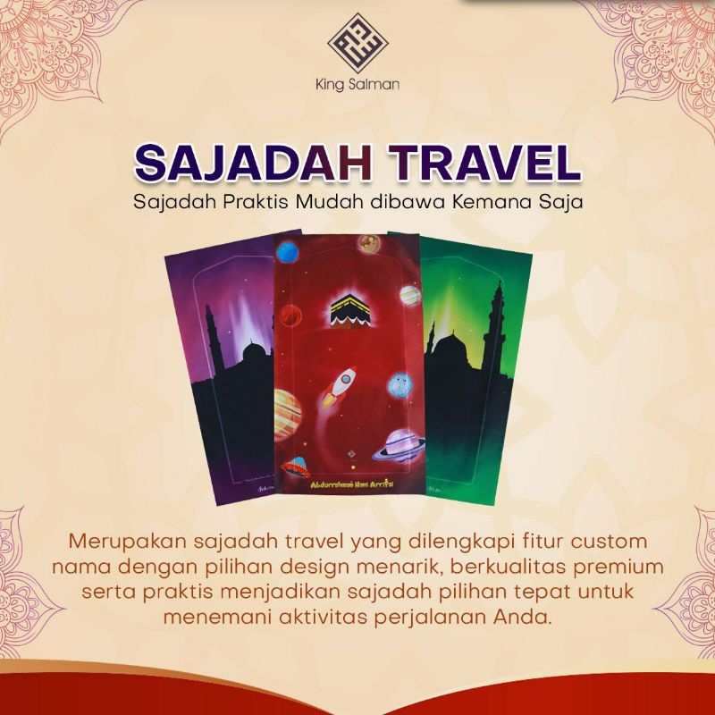 Sajadah Travel Lipat - Tahan Air - Bisa Tulis Nama