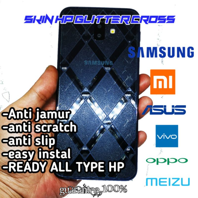 garskin hp anti jamur glitter cross + garskin camera all type lal merek hp ready