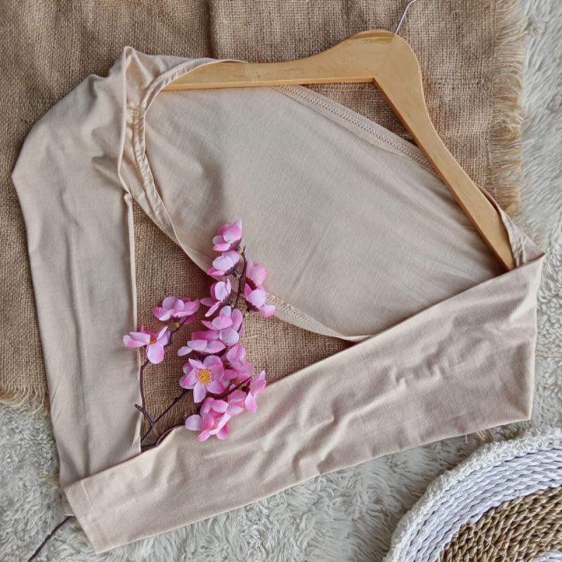 MANSET TANGAN SAMBUNG BOLERO PREMIUM KAOS RAYON STANDAR JUMBO-Cream