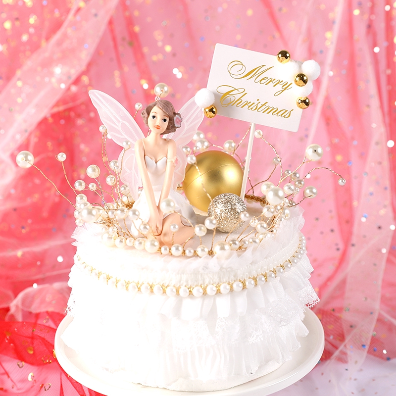 Hairball Gold Bead Happy Birthday New Year Love Square Birthday Cake Decor Cakes Topper Party Supply