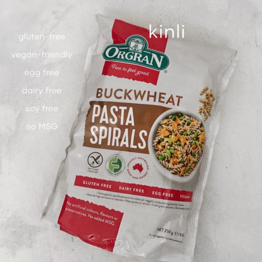 orgran buckwheat pasta spirals fusilli gluten free vegan 250gr healthy food