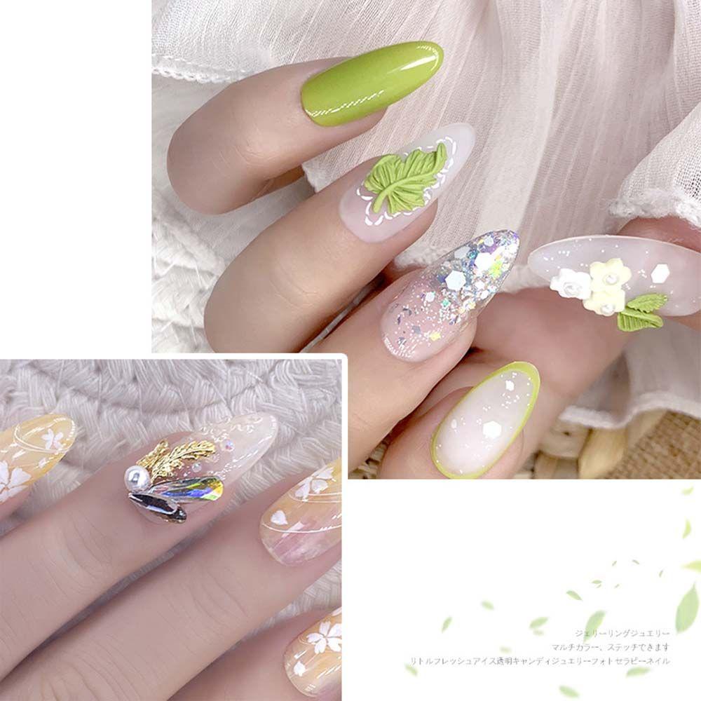AUGUSTINA Augustina Daun Perhiasan Nail Art Alloy Indah Hijau DIY Nail Art Alat