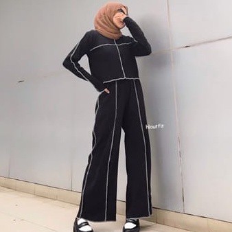 Tq88indonesia Fashion Setelan Wanita Kekinian / Set Mika Rib / Stelan Kaos Wanita Terbaru / Baju set Wanita /  Baju Setelan Santai Wanita