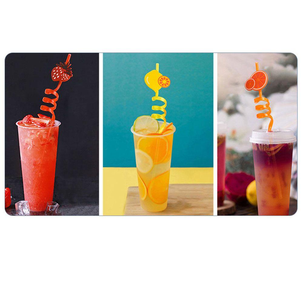 Preva 1/5pcs Sedotan Buah Reusable Warna Warni Minum Anak Decor Temporaty Straw Motif Kartun