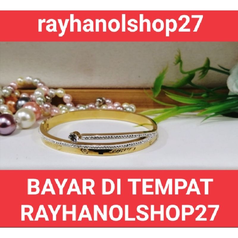 NEW TERBARU RO-27 GELANG TANGAN TITANIUM WANITA MOTIF PILIHAN LAPIS EMAS ANTI KARAT