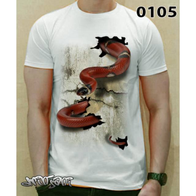 Kaos 3d hewan binatang snake ular sanca piton cobra