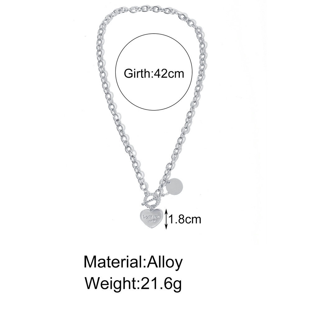 LRC Kalung Fashion Gold Love Heart Metal Thick Chain Necklace V58325