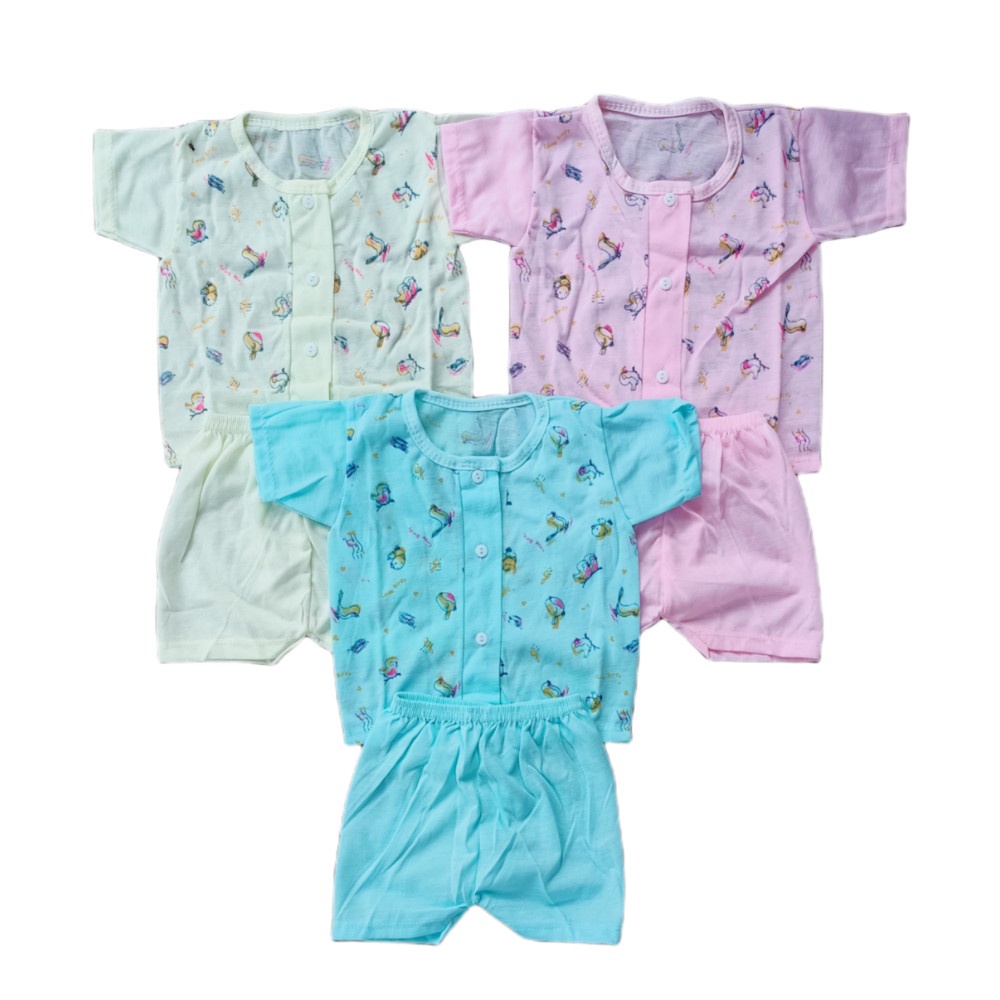Setelan Pendek Baju Bayi Laki-laki size 0-6 Bulan MOTIF Polkadot