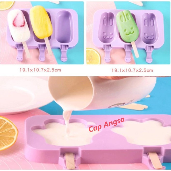 CETAKAN ES KRIM SILIKON ICE CREAM MOLD SILICONE MOULD STIK STICK LOLI FONDANT COKLAT PINK POPSICLE