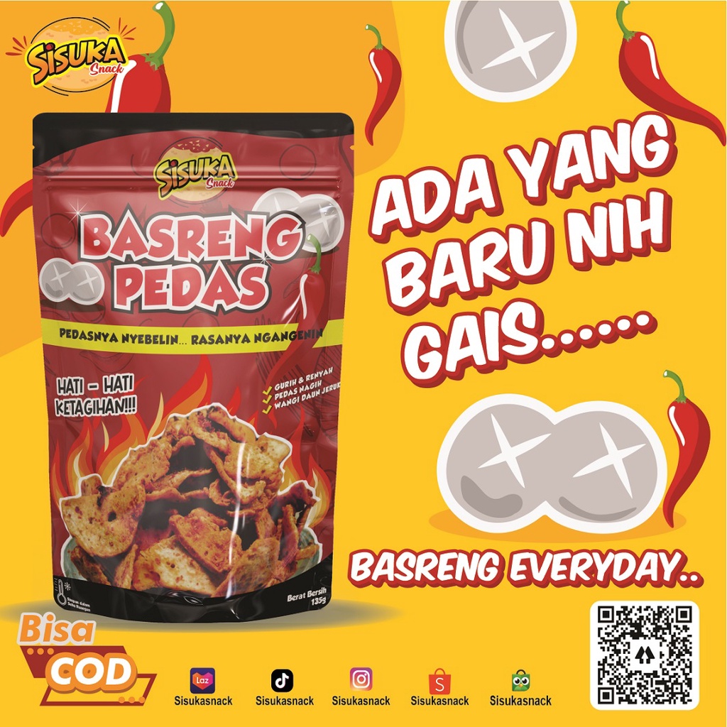 

BASRENG PEDAS DAUN JERUK SISUKA SNACK 135 GRAM ORIGINAL - BASRENG DAUN JERUK - BASO GORENG PEDAS DAUN JERUK - BASO GORENG BASRENG - BAKSO GORENG PEDAS MURAH - BAKSO GORENG KERING - BAKSO GORENG PEDAS DAUN JERUK - CAMILAN PEDAS BASRENG DAUN JERUK - COD