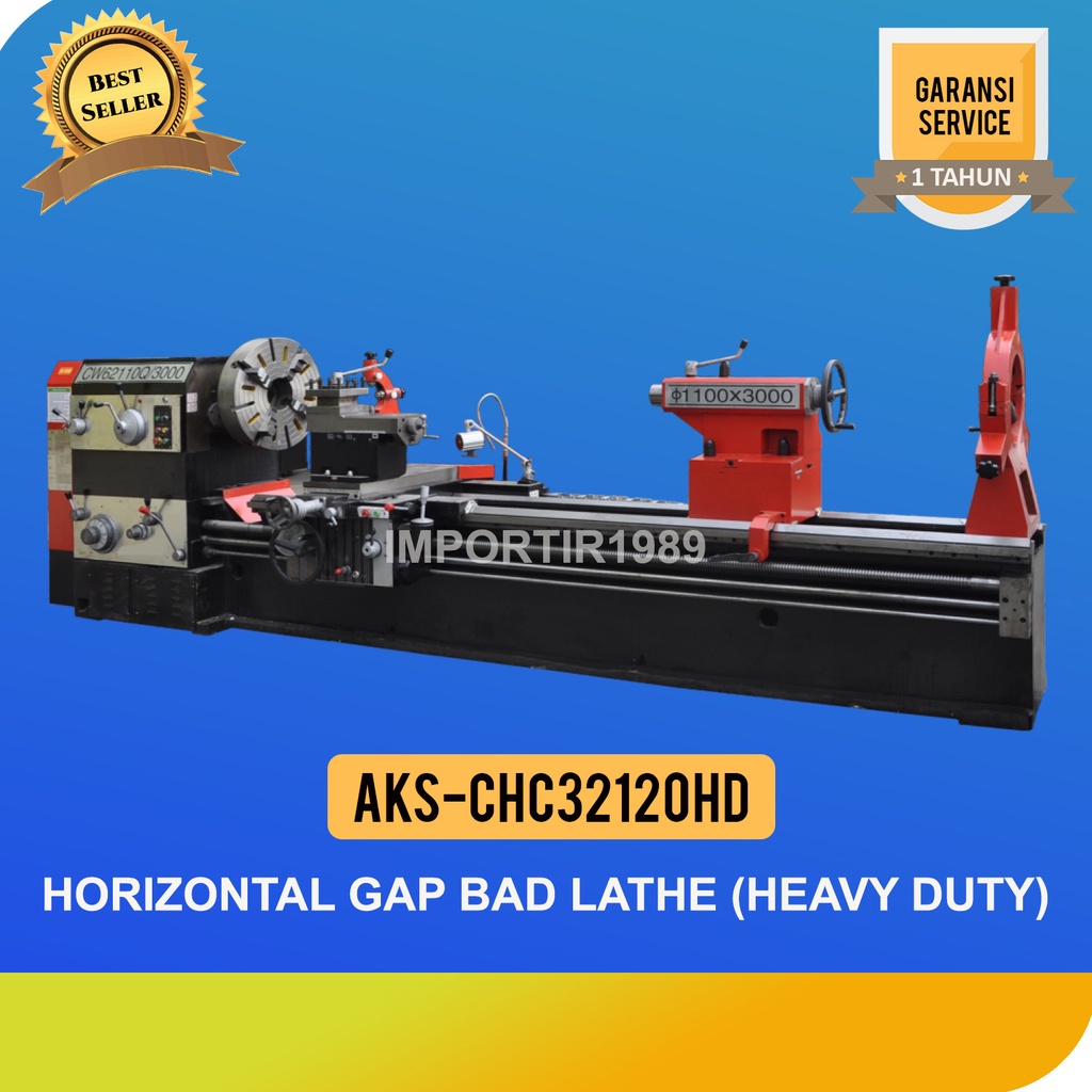 Mesin Bubut Besi Gap Bed Lathe 800x480mm CHC - 32120HD