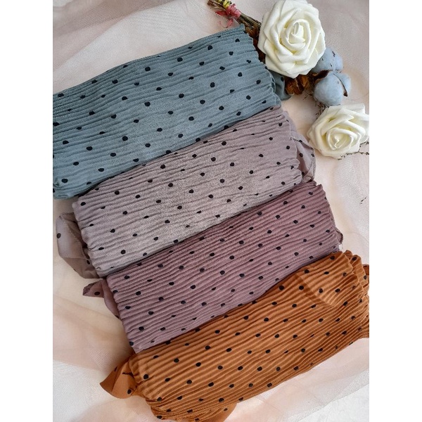HIJAB JILBAB INSTAN PLISKET PRISKET SIRIA RAMPEL SEGITIGA RAMPLE MOTIF POLKA POLKADOT CERUTY BY AL BILAL COLLECTION TERMURAH TERLARIS TERBARU KEKINIAN HITS DAILY HIJAB FORMAL HIJAB-2
