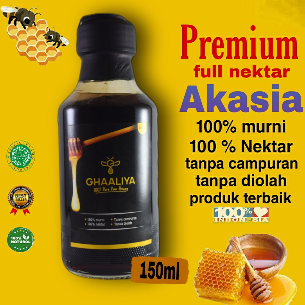 

Madu Ghaaliya Murni Asli 100% Nektar Bunga Akasia Carpa premium terbaik 150ml original