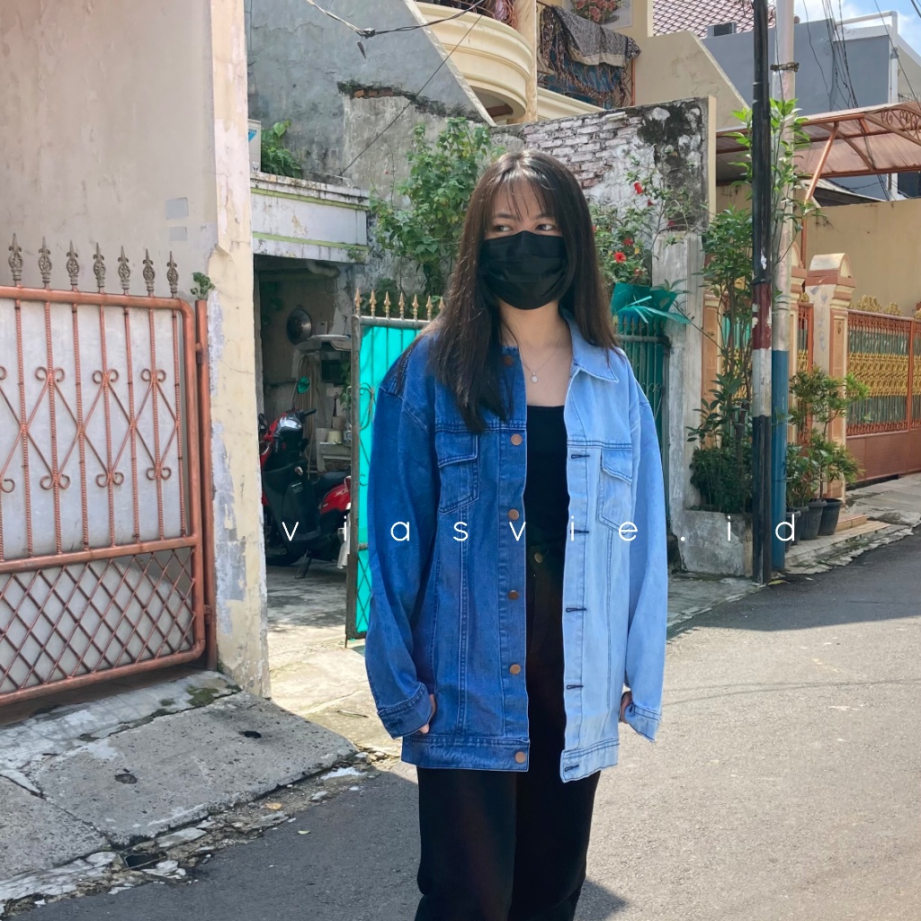 ROSE Oversized Jaket Jeans / Jaket Jeans Jumbo-Twotone