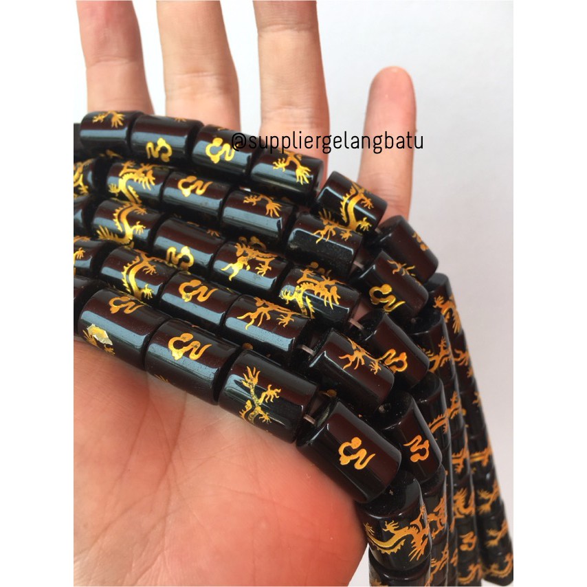 12mm omni padme hum naga renceng tabung tibet onyx gold termurah