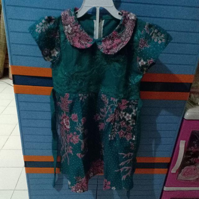 Qnunbatik Dress/terusan Batik Anak Perempuan Kd Melati Dasar Warna