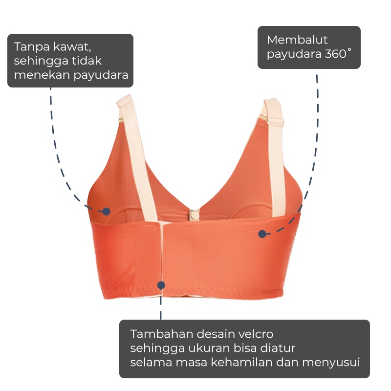 Bra Menyusui &amp; Hamil | MOOIMOM Basic Front Buckle Hands Free Pumping Bra