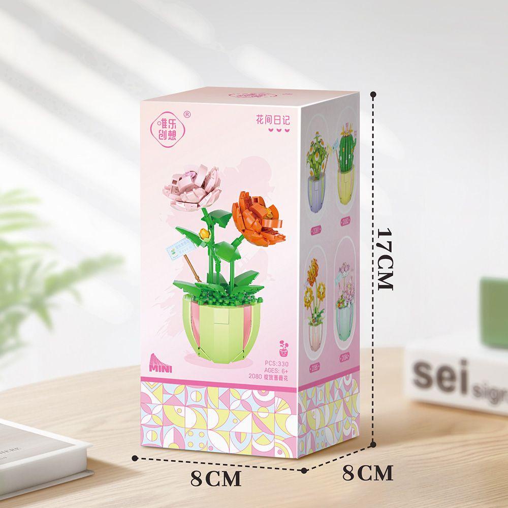 R-FLOWER Building Blocks Flower DIY Mainan Bunga Mawar Abadi Tiga Dimensi