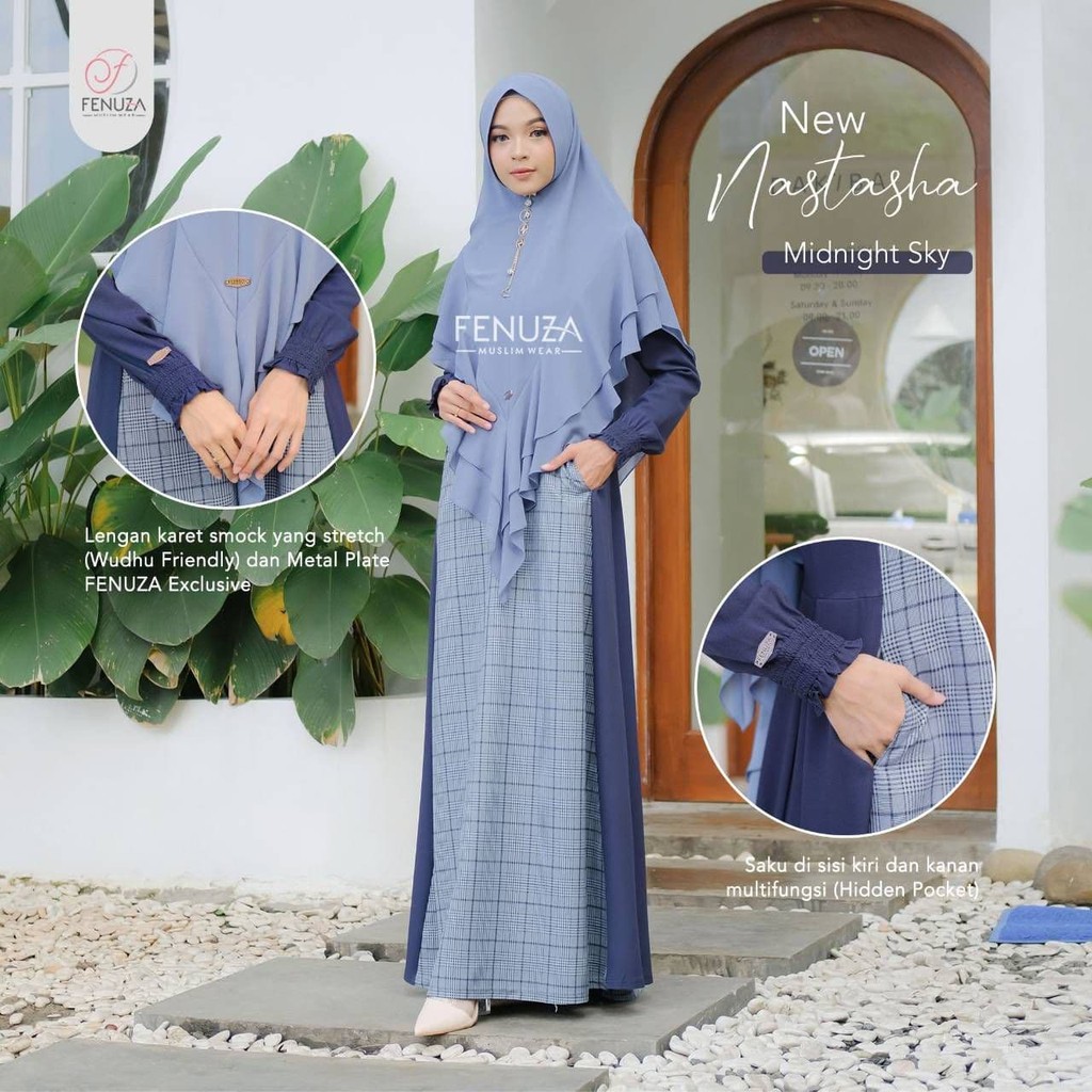 Gamis Syari NASTASHA Dress Jumbo Elegan Kasual Look by Fenuza Muslim Wear