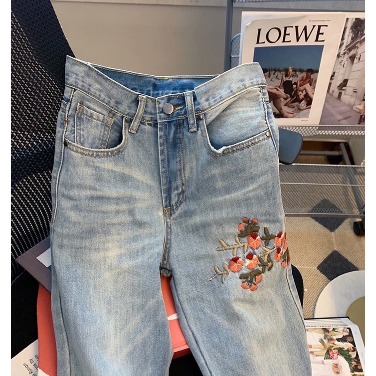 JEANS HIGHWAIST IMPORT CELANA PANTS WANITA CEWEK CULLOTE HW BAGGY DENIM FLORAL MX894