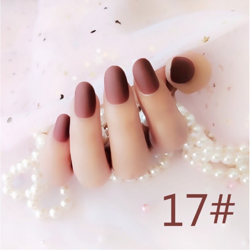 (11-30) 24pcs SHORT ROUND MATTE FAKE NAILS/ kuku palsu matt oval pendek kupal doff pendek bulat