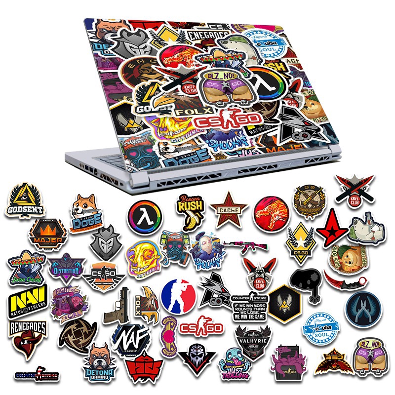 50pcs / lot Graffiti Anime Cs Go Funny Stickers Waterproof For Laptop / Motorcycle