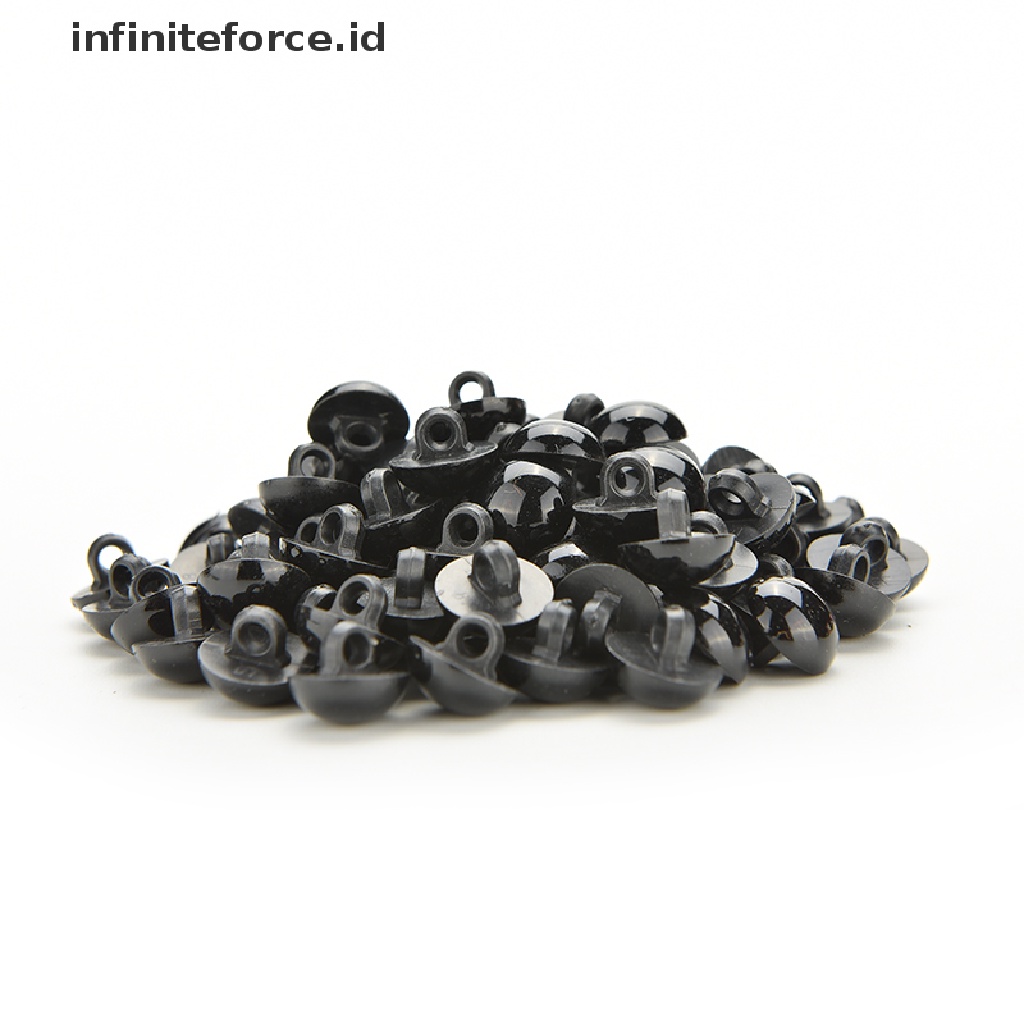 (Infiniteforce.Id) 100pcs / Set Kancing Bulat Bentuk Jamur Warna Hitam Untuk Diy