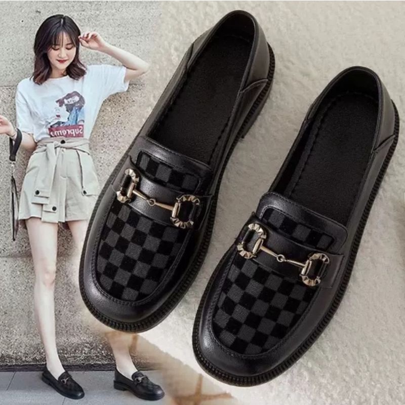 Sepatu Docmart Wanita Terbaru Fashion Import Quality 1909 Sepatu Flat Loafers Black Kasual Remaja Sekolah Viral Kekinian Hak Datar korean Style 8045 Bisa Cod