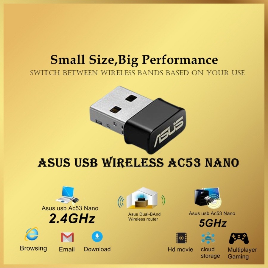 ASUS USB-AC53 Nano AC1200 Dual Band USB Wi-Fi Adapter USB AC53 USBAC53