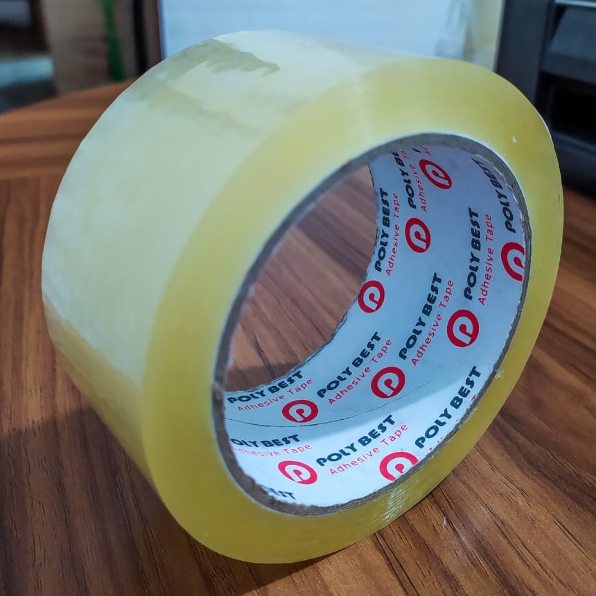 Lakban Bening Transparant/Cokelat Polybest 48mm x 80 Yard - Lakban Packing Murah Berkualitas