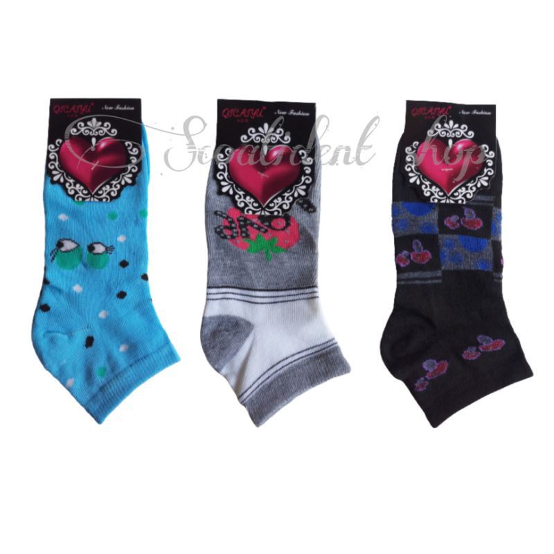 Kaos kaki pendek motif semata kaki wanita KEMASAN motif random (1 PASANG)