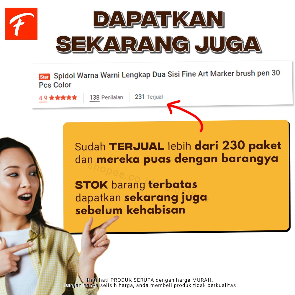 

H7Y Spidol Warna Warni Lengkap Dua Sisi Fine Art Marker brush pen 30 Pcs Color