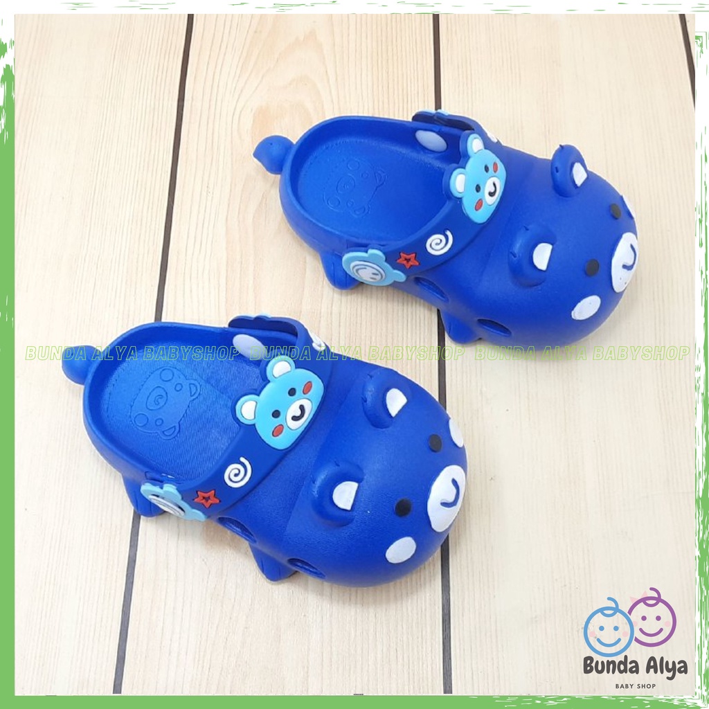 Sendal Anak Laki Laki IMPORT Usia 10 Bulan 1 2 3 4 Tahun BIRU BEAR Karet Elastis - Sepatu Sandal Anak Cowok Motif Karakter Lucu Model Kekinian Anti Slip Size 18-23