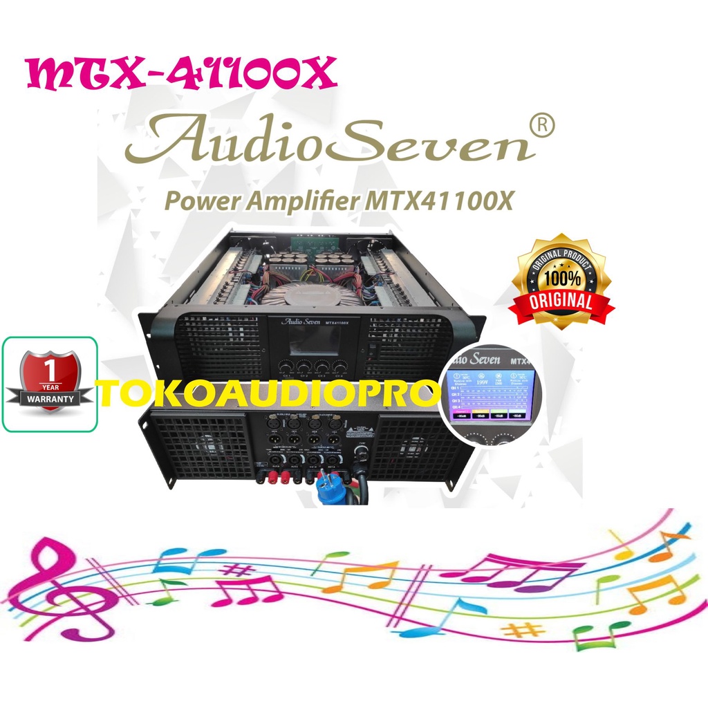 Audio Seven MTX41100X 4-Channel Professional Power Amplifier
