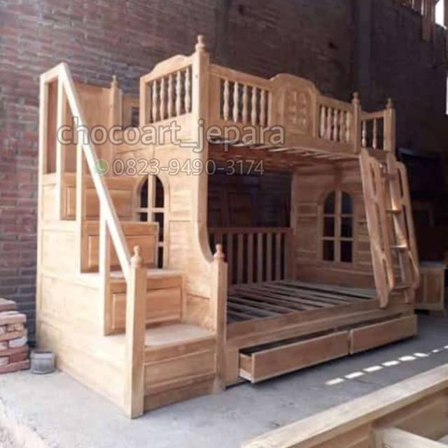 Dipan tingkat / dipan anak Dipan anak kayu jati tingkat