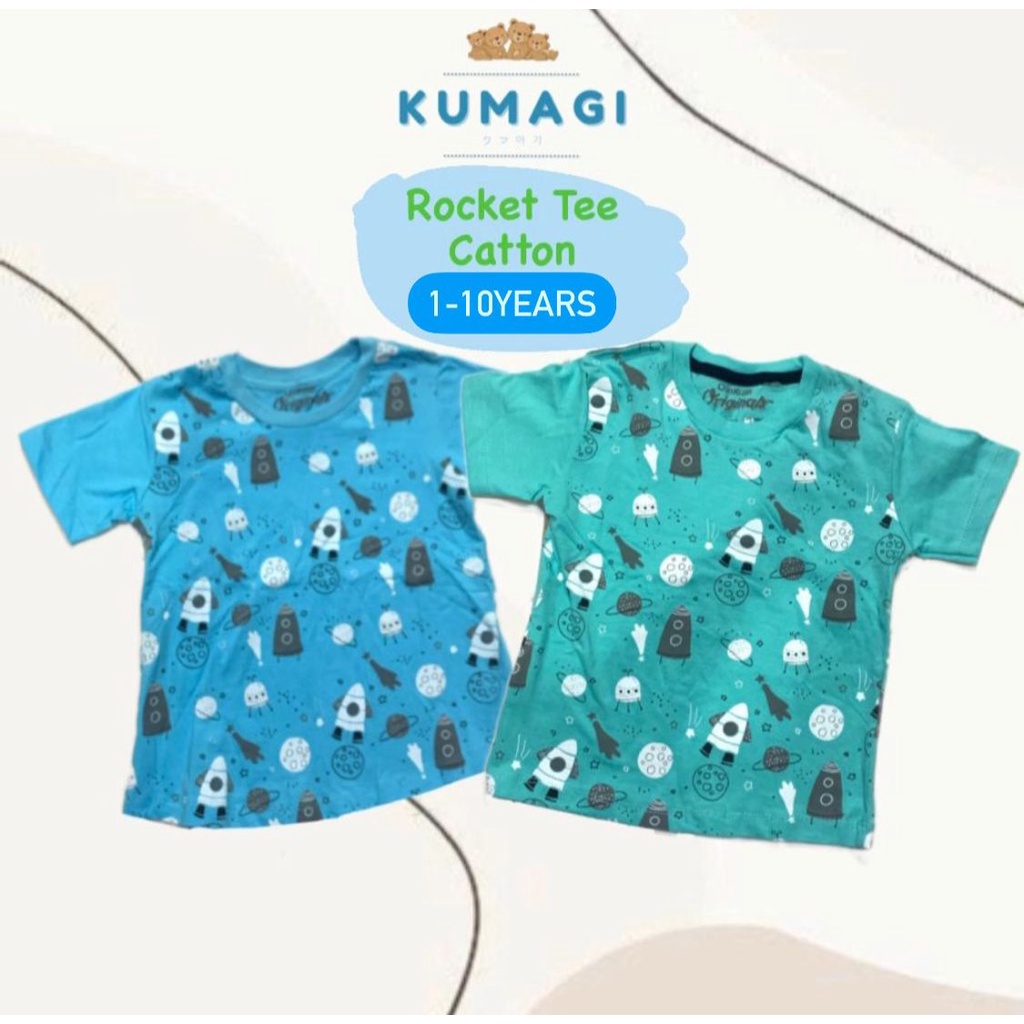 OSHKOSH-BAJU ROCKET ATASAN ANAK IMPORT  kaos catton 1-10tahun lengan pendek