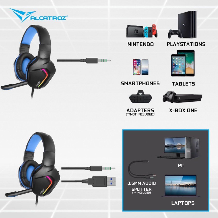 Headset Gaming Alcatroz Neox HP500 RGB Wired