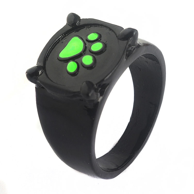 Cincin Motif Kartun Telapak Kaki Anjing / Kucing Warna Hitam Untuk Wanita