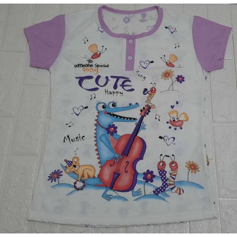 Baju dan celana tidur wanita remaja purple (M), motif buaya