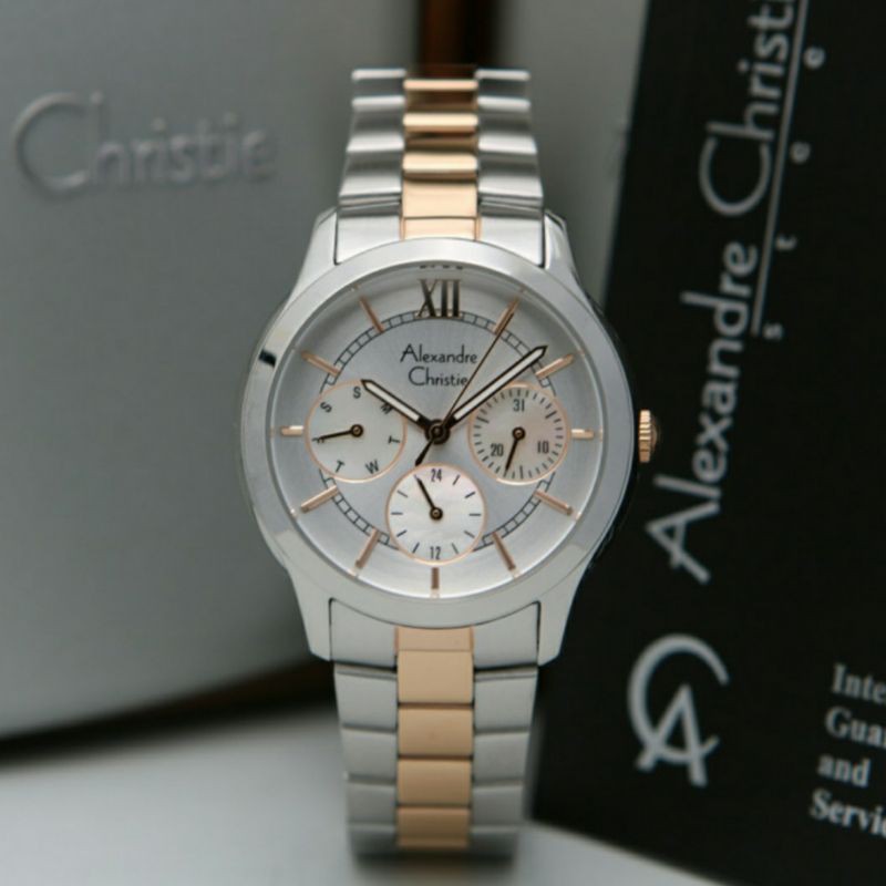 jam tangan wanita alexander cristie ac2815 original silver rosegold