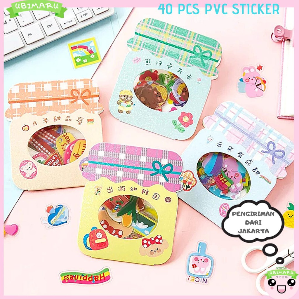 

40PCS STICKER PVC WATERPROOF KOREAN BEAR DECO BUJO AESTHETIC SCRAPBOOK