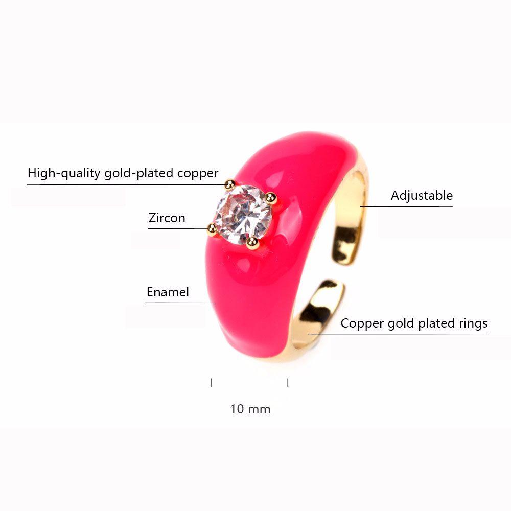 Mxbeauty Cincin Logam Wanita Gadis Tetes Dapat Disesuaikan Minyak Warna Permen Zirkon Elegan Perhiasan Fashion