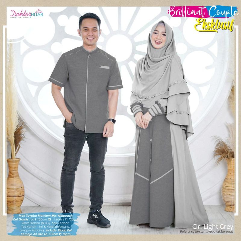 GAMIS KOKO JILBAB SET COUPLE MUSLIM TOYOBO MIX WOLLPEACH