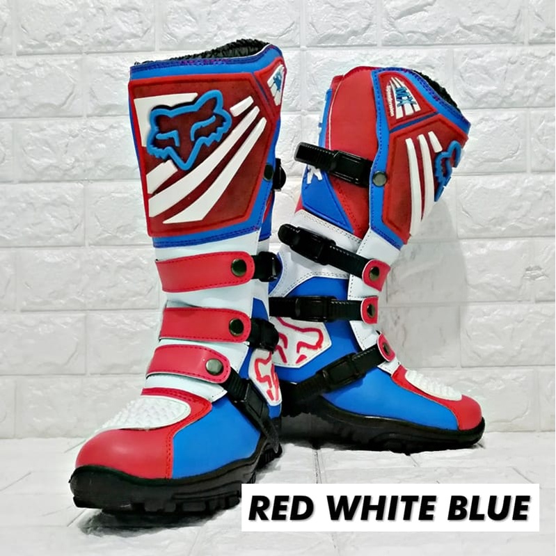 Sepatu Trail Cross Boot safety For Adventure sepatu touring  gunung RED WHITE BLUE