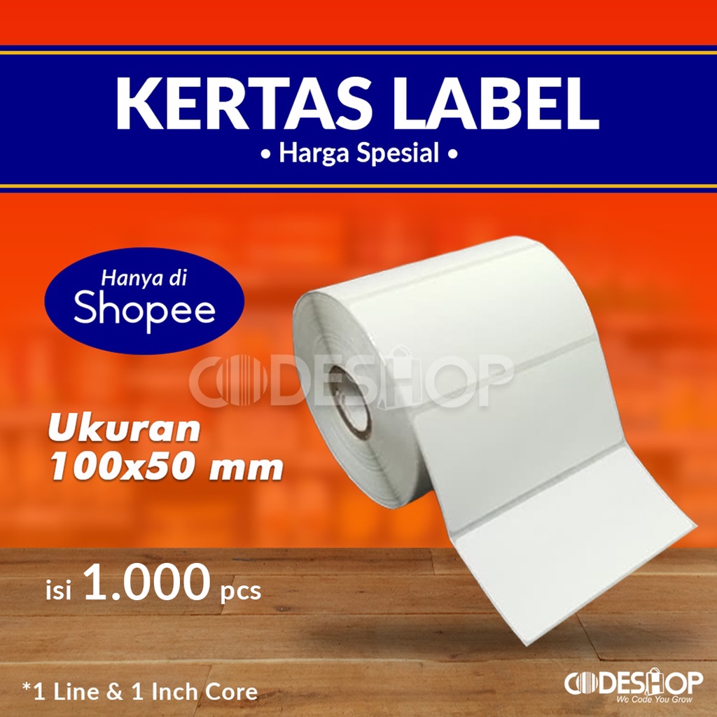 LABEL BARCODE 100 X 50 1 LINE KERTAS STIKER LABEL SEMICOATED 100X50