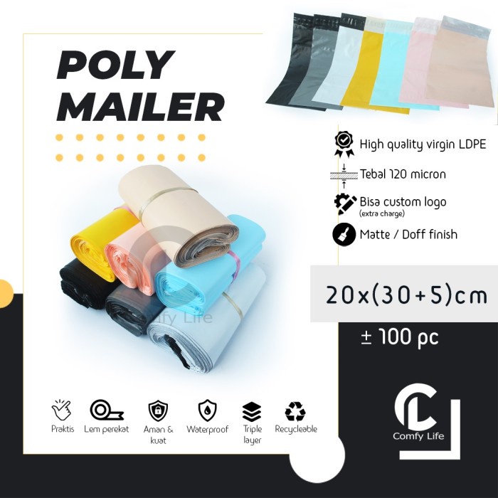 

Menyurat-Surat- 20 X 30Cm Polymailer Polybag Kantong Amplop Plastik Packing (Isi 100) - Black Matte