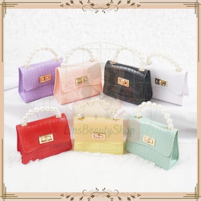 Tas Jelly Mini Croco Pearl | Tas Mini Jelly Glossy Mutiara | Tas Mini Rubber Jelly Bag Korea