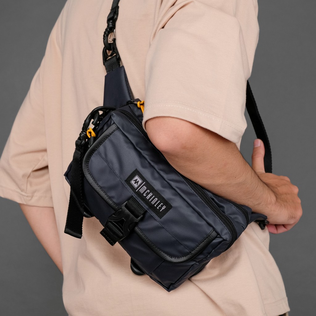 Moria Navy | Tas Slempang Biru Pria Bahu ORI Multifungsi Sling Pouch Mini Waistbag | FORIND McKinley