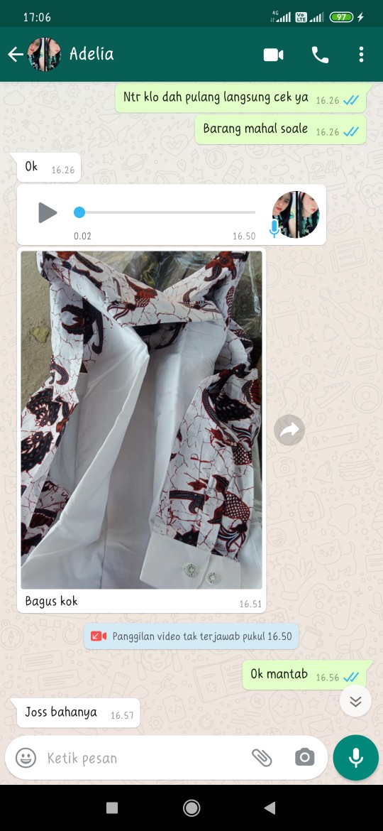 Rajata Kemeja Batik Pria Lengan Panjang Slimfit Katun Printing Hem Baju Seragam Kantor Modern