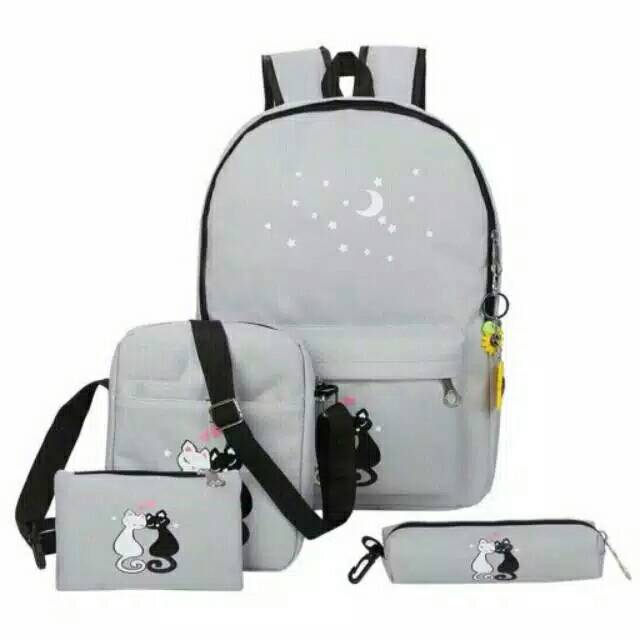 Tas polka kucing/ransel anak/tasmurah/ransel sekolah set